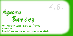 agnes baricz business card