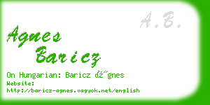 agnes baricz business card